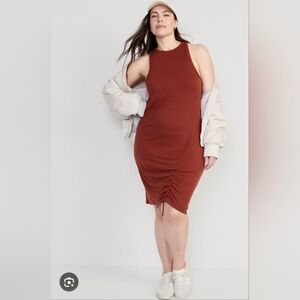 Old Navy Ribbed Red Halter Midi Dress